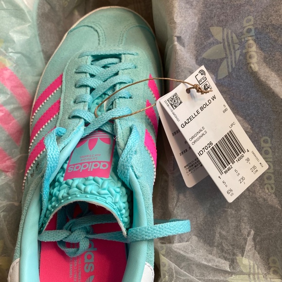 Adidas gazelle bold flash aqua/lucid pink/cloud white 6.5 Brand New in Box - Picture 3 of 6